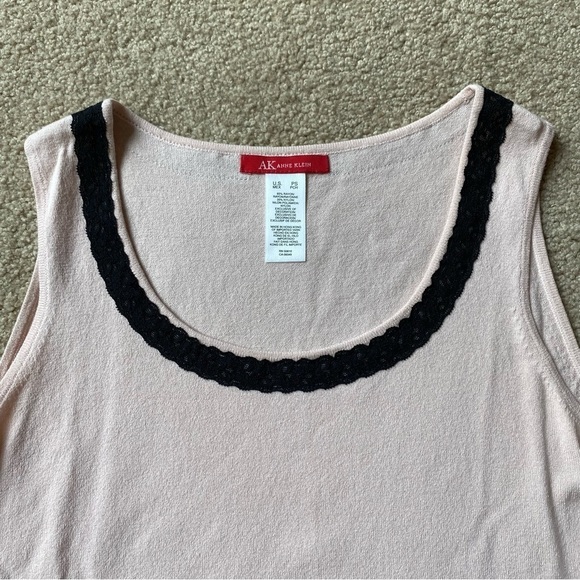 Anne Klein Sweater Set Cardigan Tank Top Pink Black Floral - Picture 7 of 10